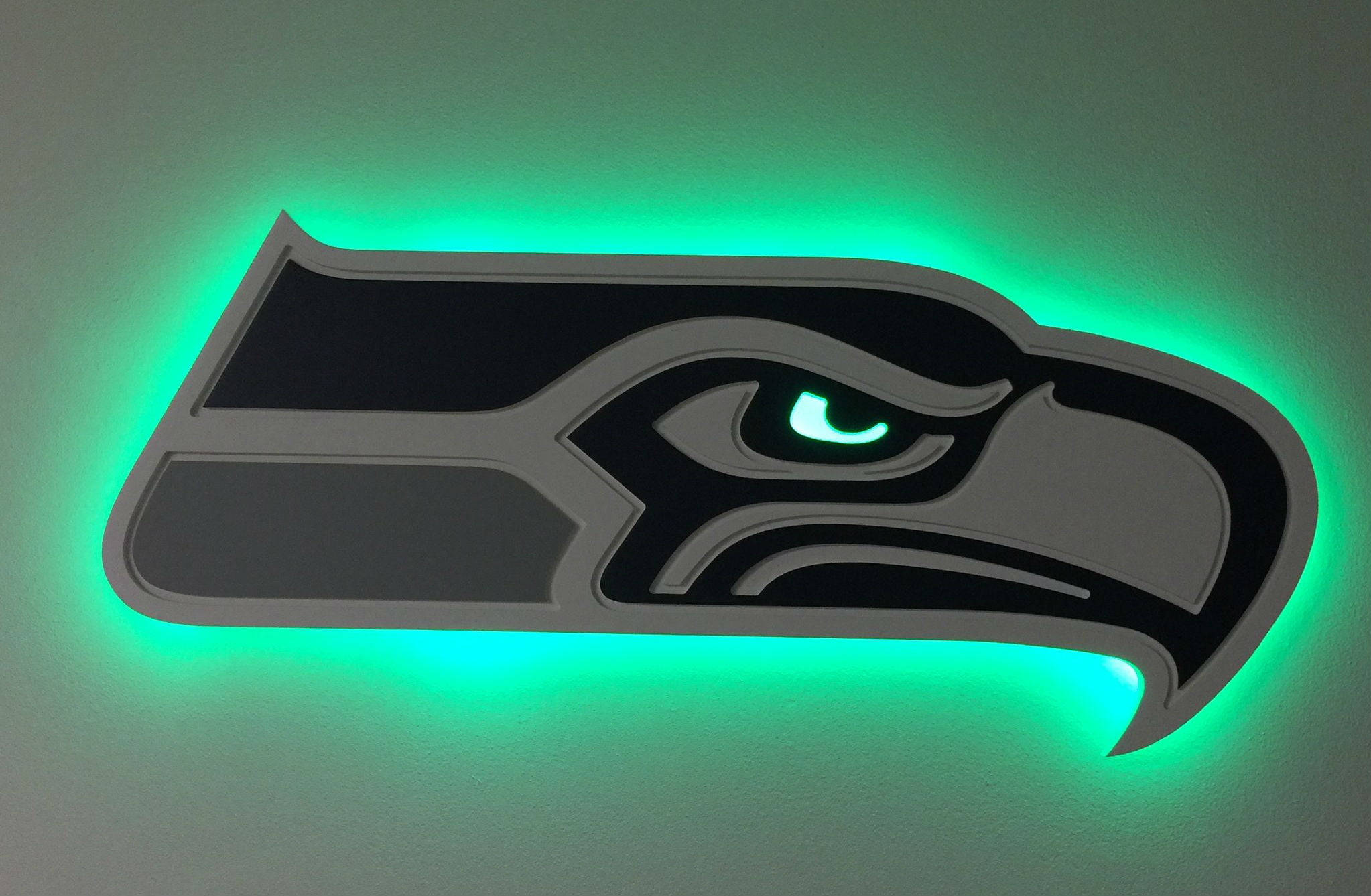 Neon Backlight, Seattle Seahawks, green, Full HD Desktop Wallpaper