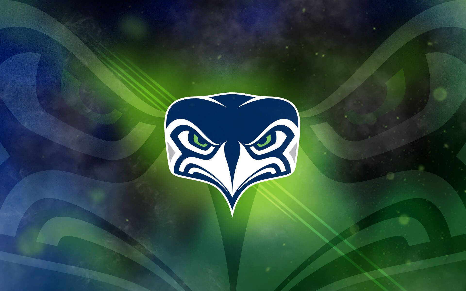 Seattle Seahawks, front face logo, blue and green, Full HD Desktop Wallpaper