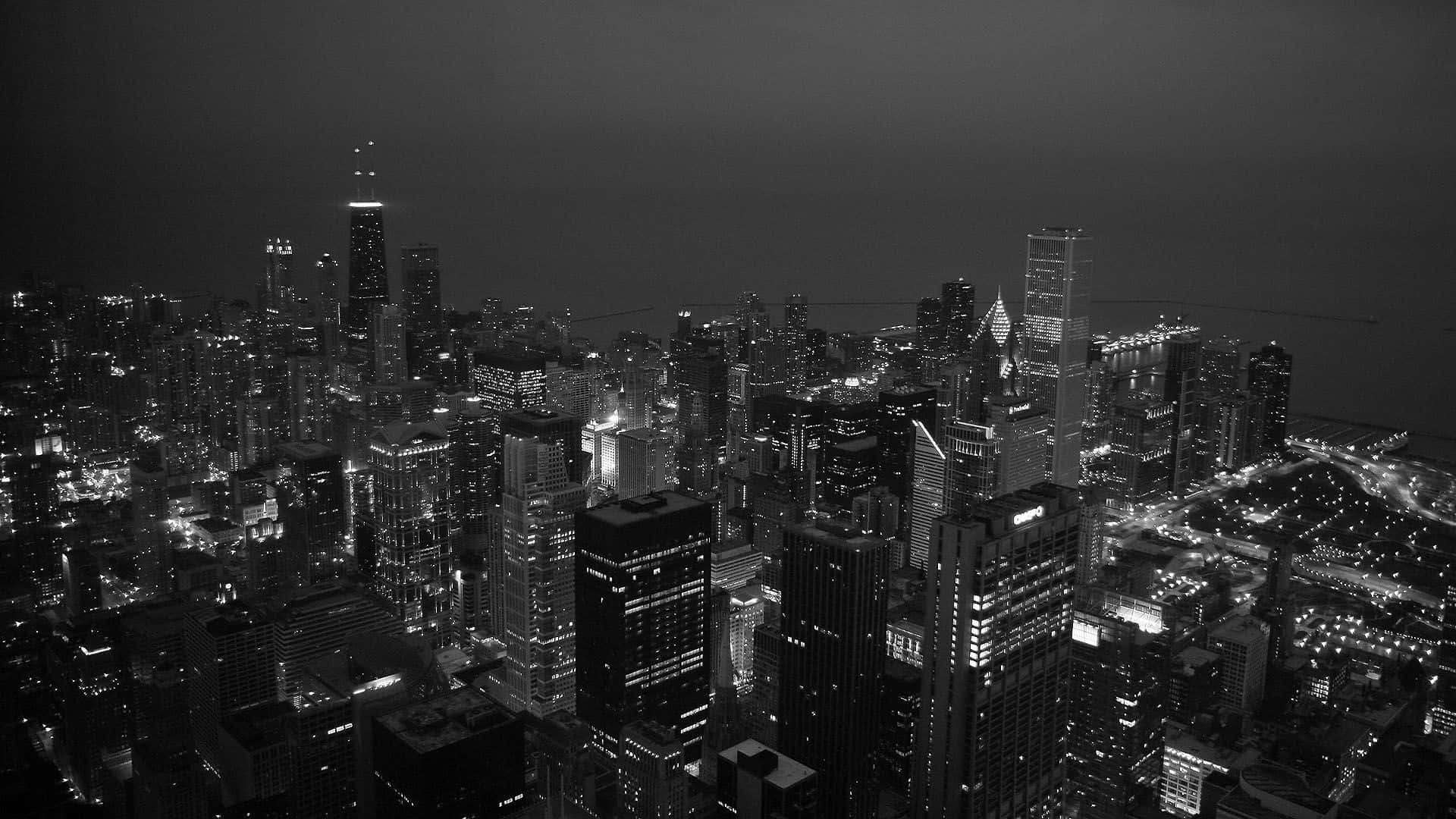 Seattle, black and white, aerial view, Full HD Desktop Wallpaper
