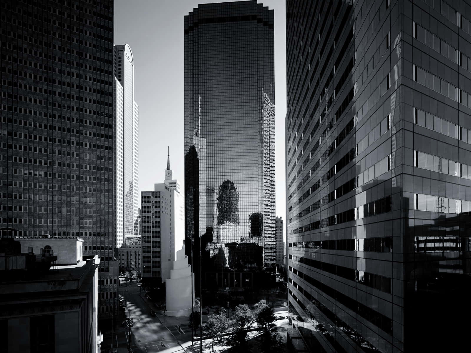 Seattle, black and white, urban canyon, HD Desktop Wallpaper