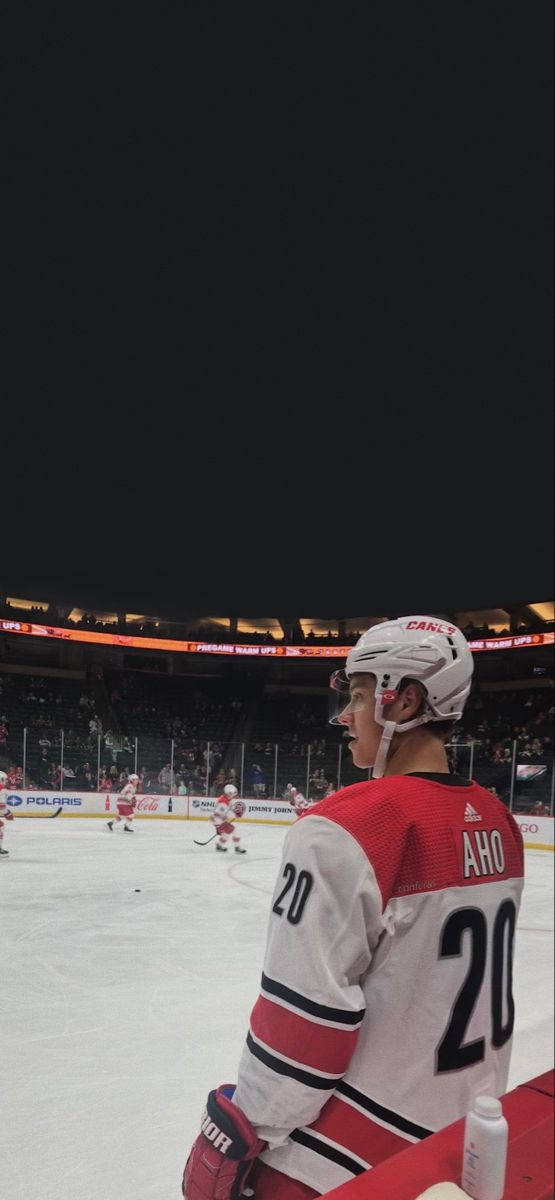 Sebastian Aho, number 20, red and white jersey, SD Phone Wallpaper