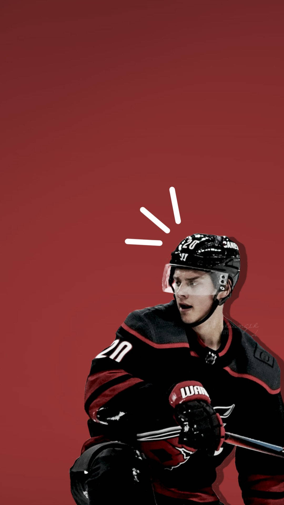 Sebastian Aho, black and red gear, solid red background, Full HD Phone Wallpaper