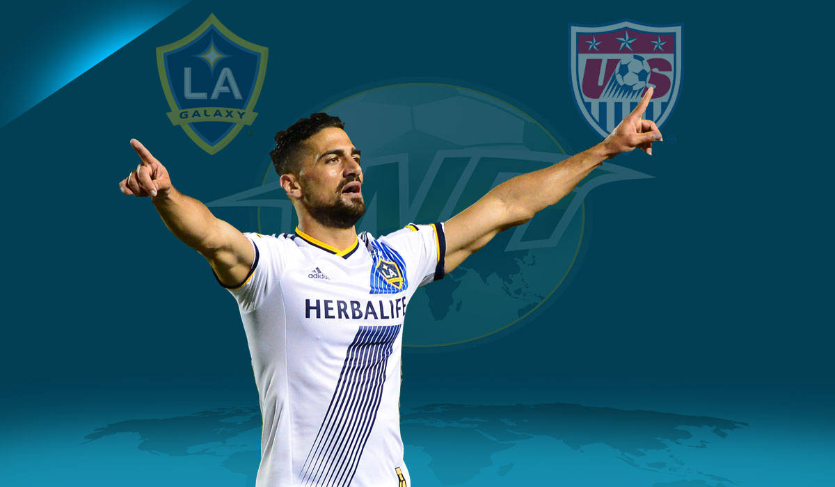 Sebastian Lletget, LA Galaxy, white LA Galaxy jersey, SD Desktop Wallpaper