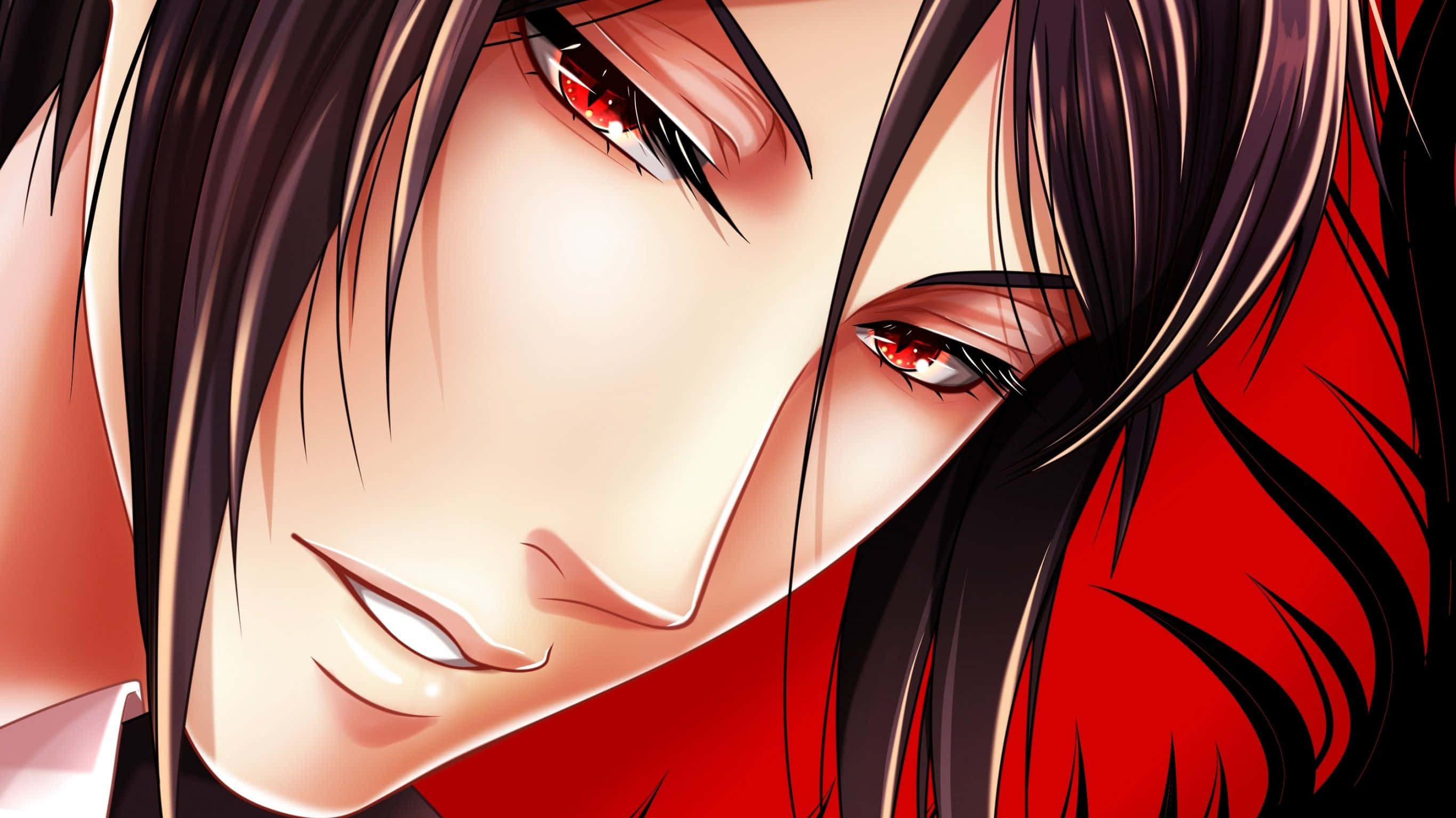 Sebastian Michaelis, glowing red eyes, subtle smirk, 2K Desktop Wallpaper