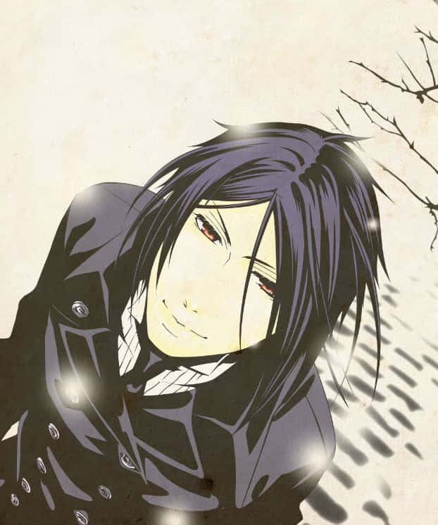 Sebastian Michaelis, dark hair, red eyes, SD Phone Wallpaper