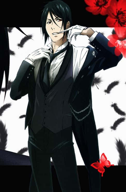 Sebastian Michaelis, black suit, white background, SD Phone Wallpaper