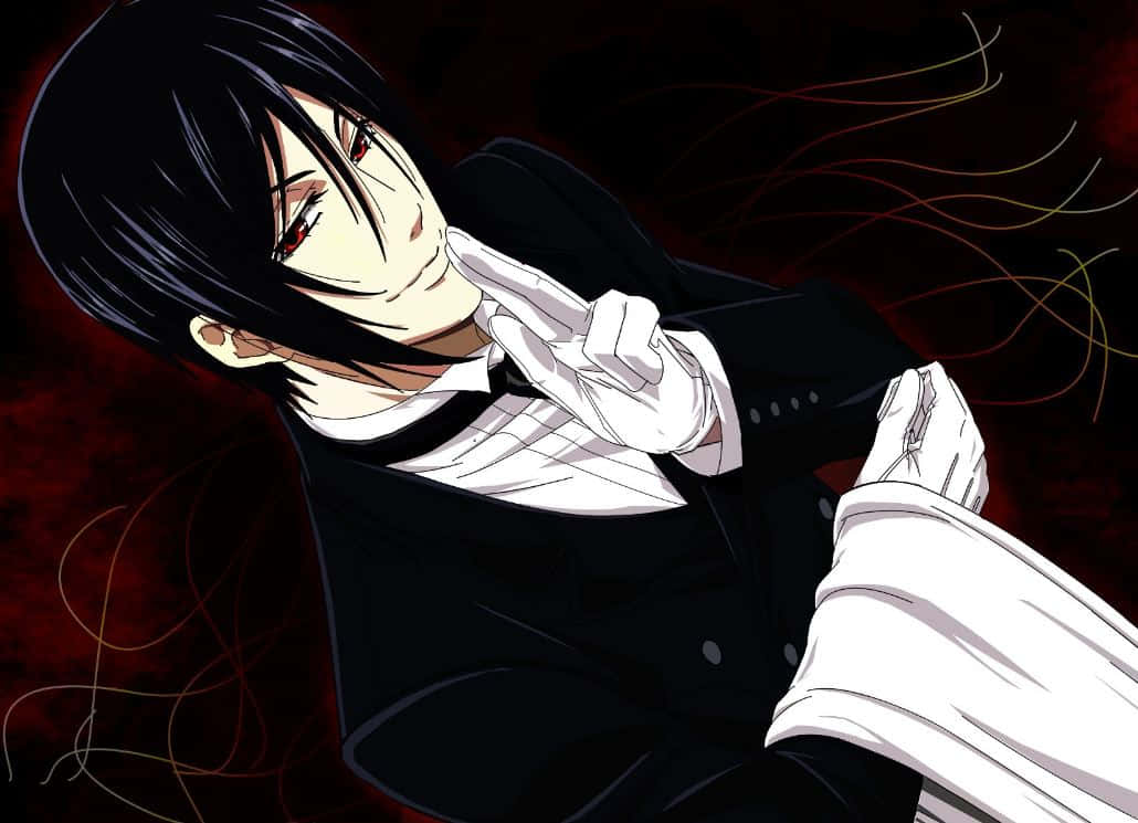 Sebastian Michaelis, black suit, white gloves, SD Desktop Wallpaper