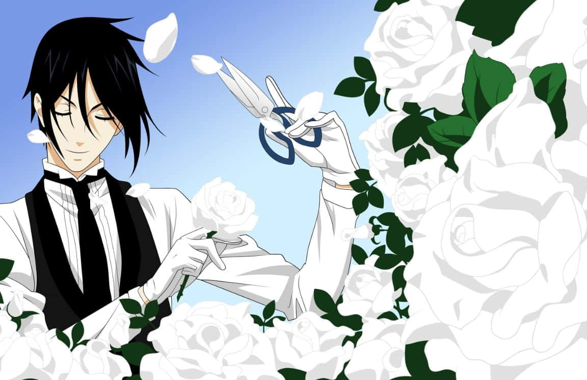 Sebastian Michaelis, black hair, white gloves, SD Desktop Wallpaper