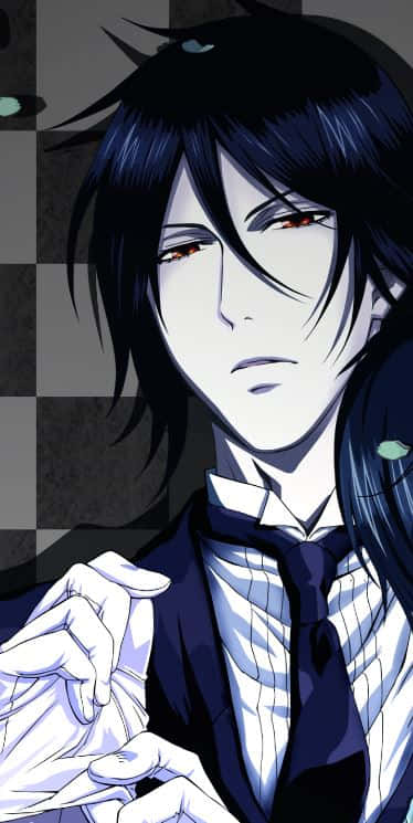 Sebastian Michaelis, dark-haired, red eyes, SD Phone Wallpaper