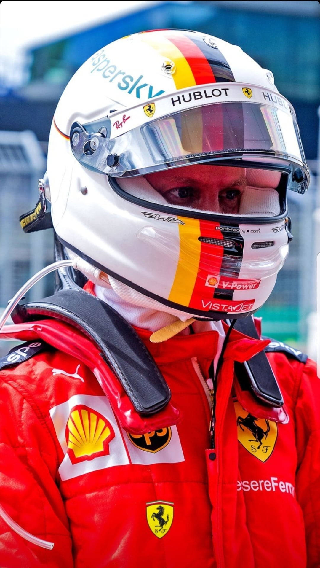 Sebastian Vettel, Ferrari racing suit, red helmet, HD Phone Wallpaper