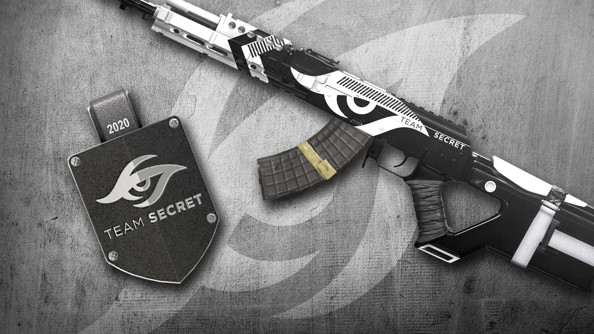 Team Secret, tactical rifle, 2020 Team Secret badge, Full HD Desktop Wallpaper