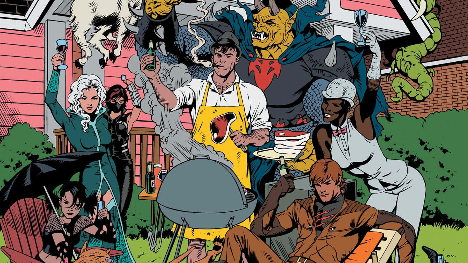 Secret Six, barbecue, backyard, HD Desktop Wallpaper