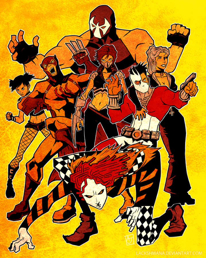 Secret Six, animated style, comic book illustration, SD Phone Wallpaper