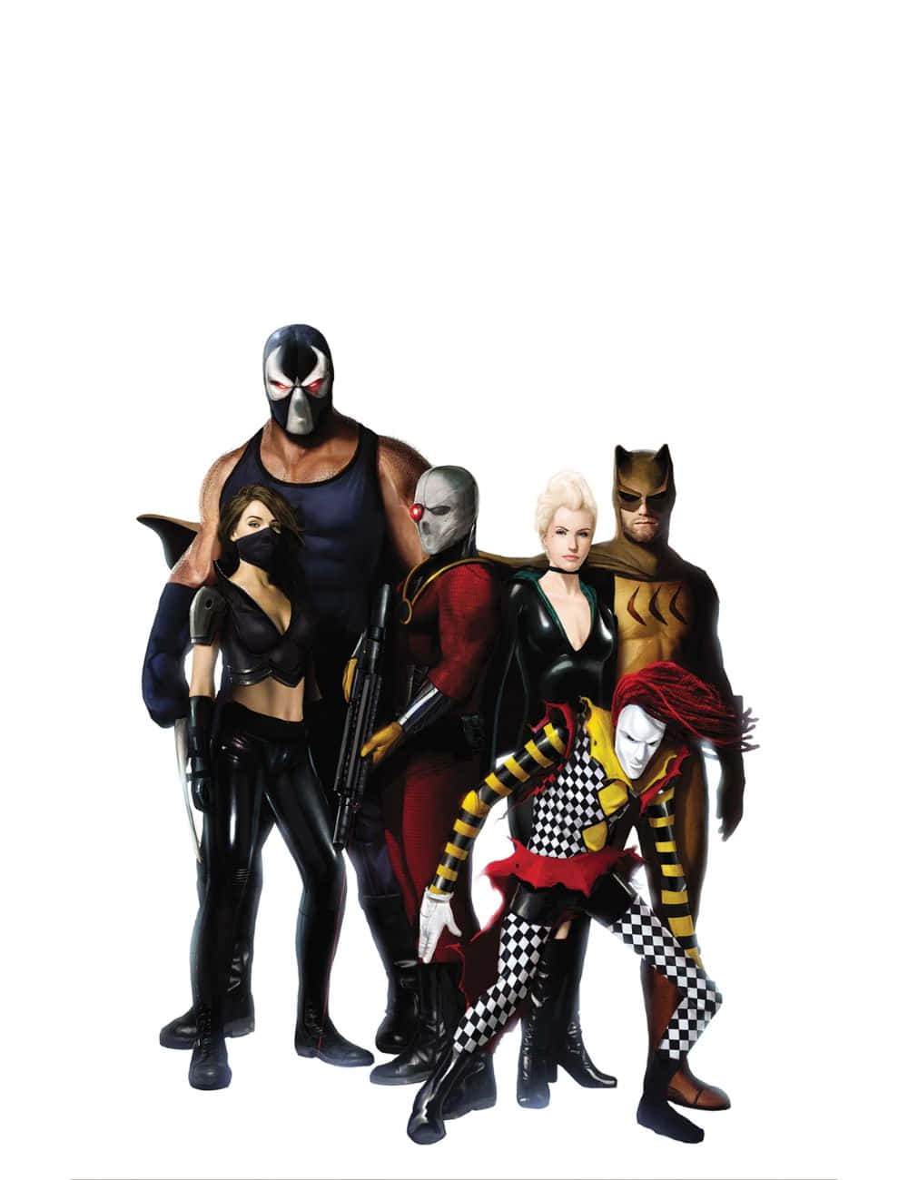 Secret Six, comic book villains, dramatic superhero costumes, HD Phone Wallpaper
