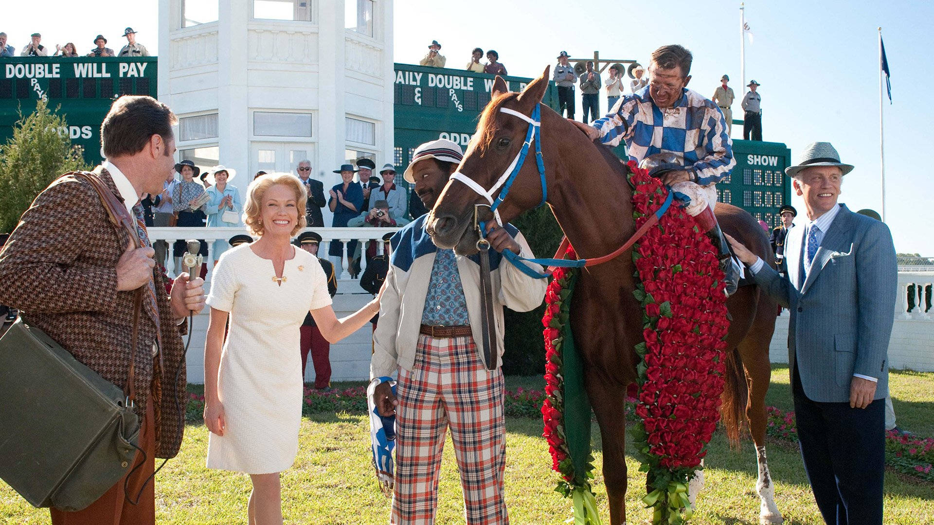 Secretariat, red roses, sunny racetrack, Full HD Desktop Wallpaper
