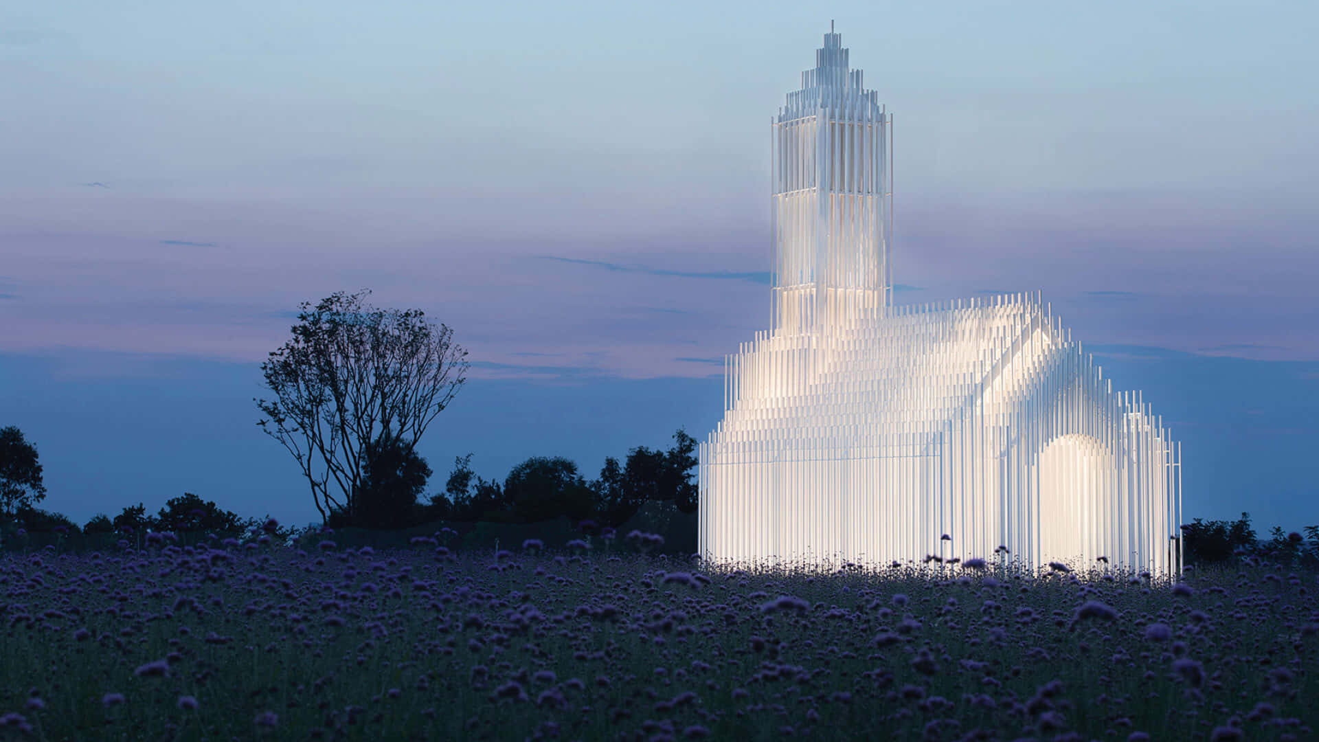 Secular, shadowless church, geometric chapel, Full HD Desktop Wallpaper