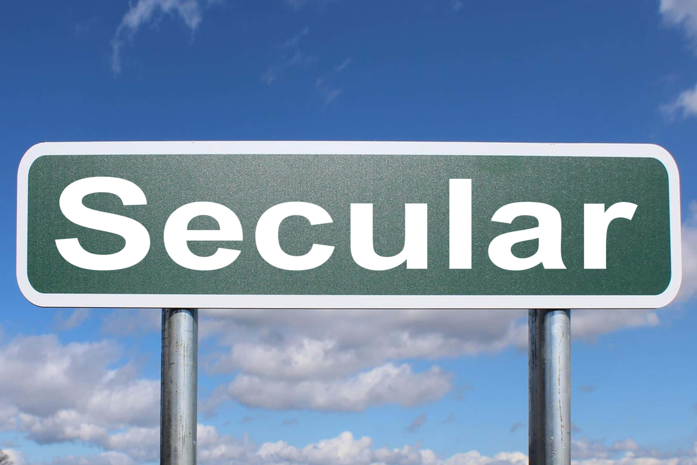 Secular, green road sign, bright blue sky, Full HD Desktop Wallpaper