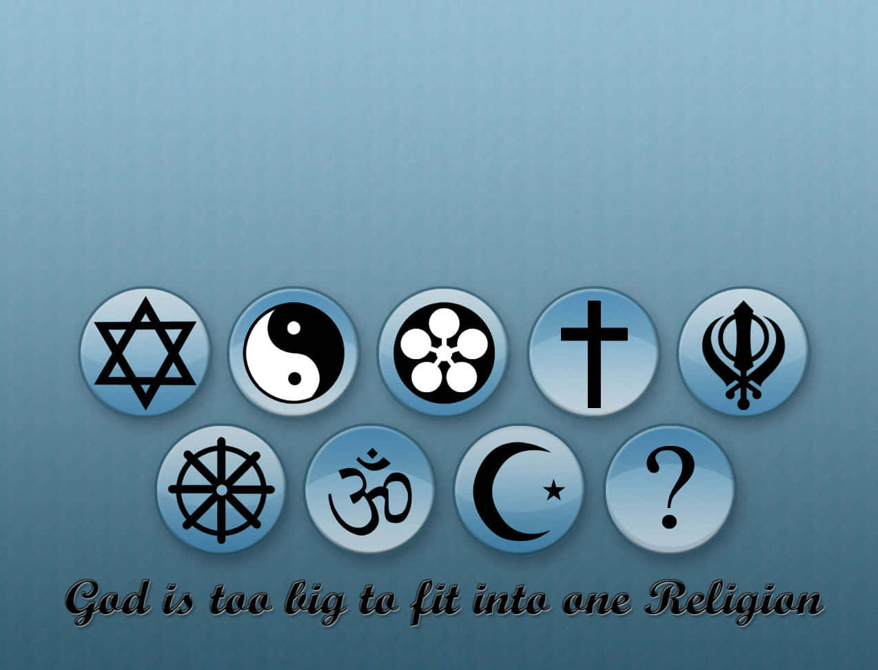 blue gradient background, circular badges, question mark, SD Desktop Wallpaper