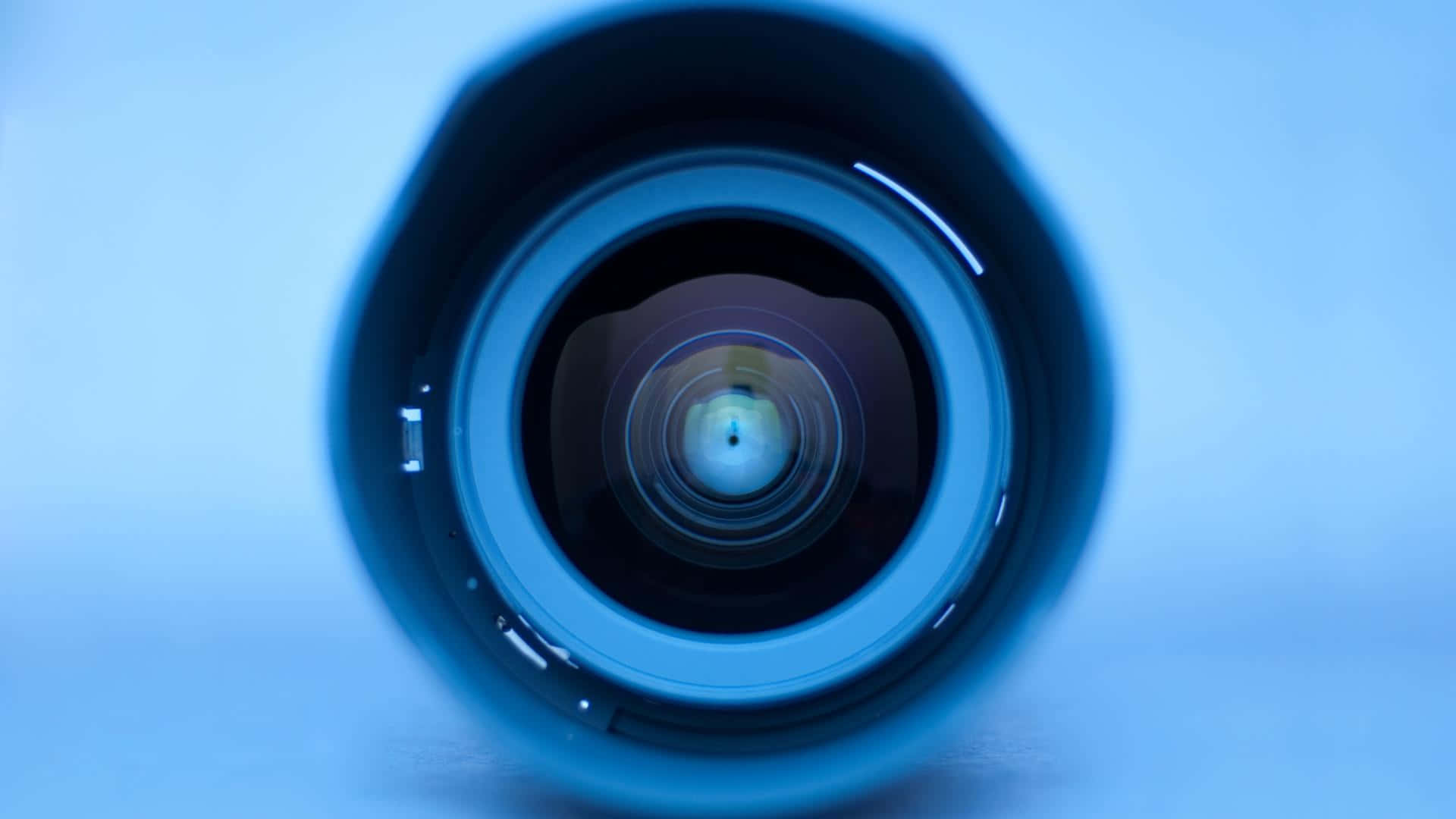 blue security camera lens, shallow depth of field, soft blue background, Full HD Desktop Wallpaper