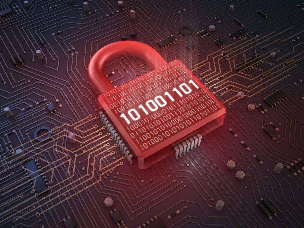 cyber security padlock chip, glowing red padlock, binary code, SD Desktop Wallpaper