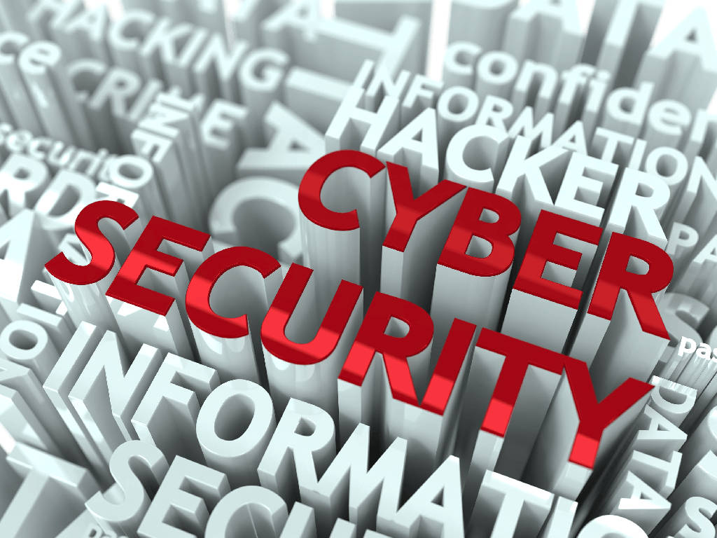 CYBER SECURITY, red 3d text, gray security-related words, SD Desktop Wallpaper