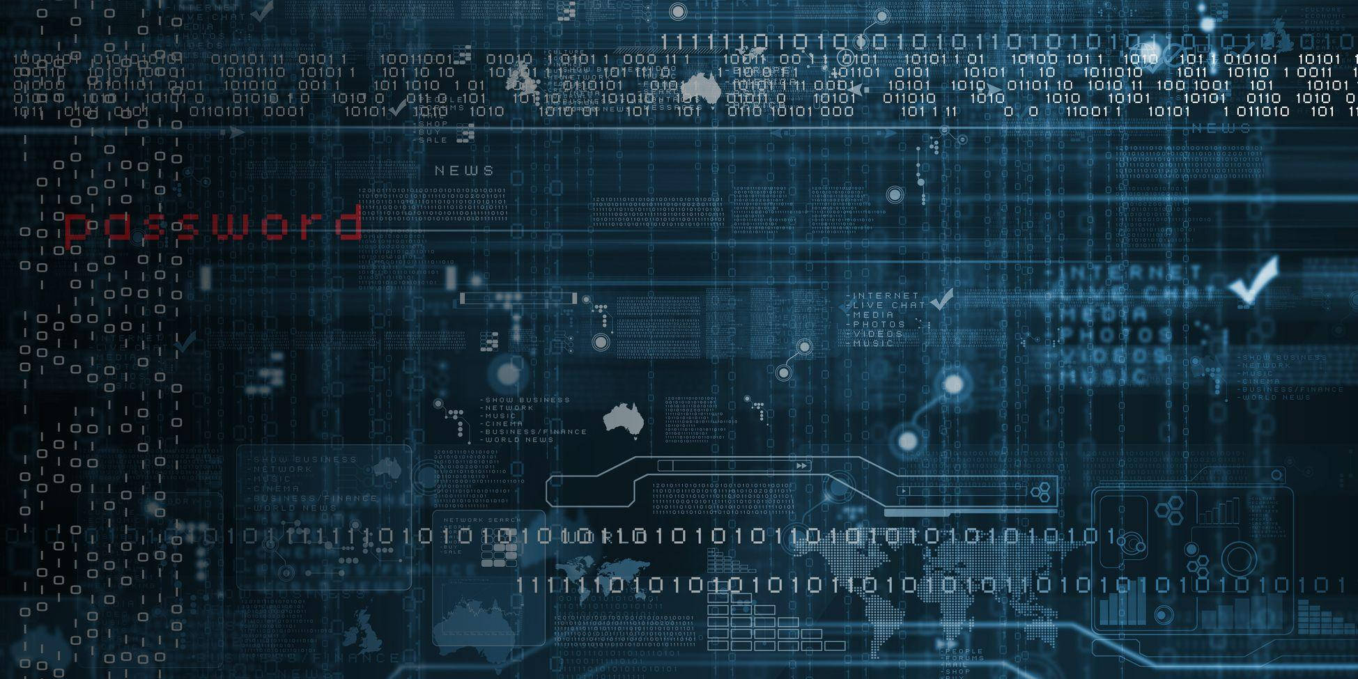 cyber security interface, glowing binary code, red password field, Full HD Desktop Wallpaper