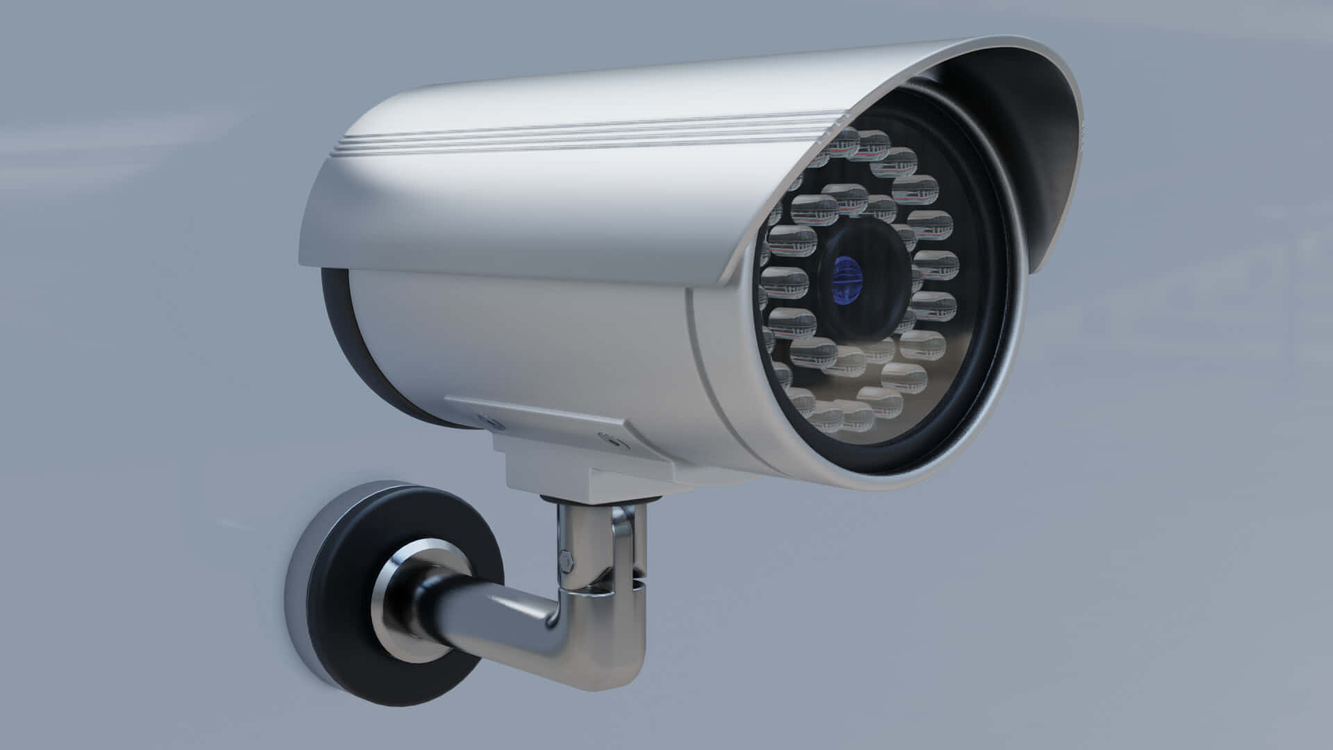 Outdoor Zoom And Focus Bullet Security Camera, sleek silver security camera, infrared LEDs, Full HD Desktop Wallpaper