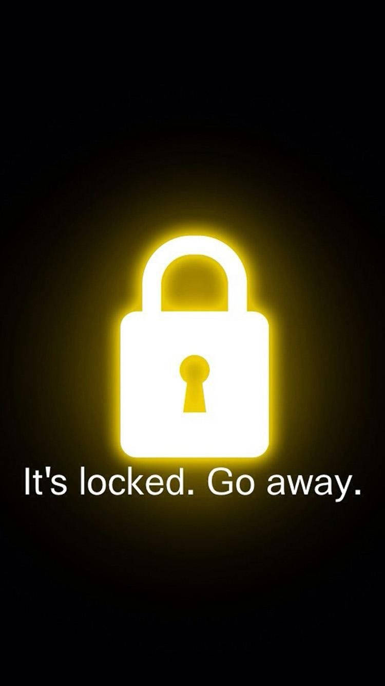 golden padlock, glowing yellow padlock icon, black background, HD Phone Wallpaper