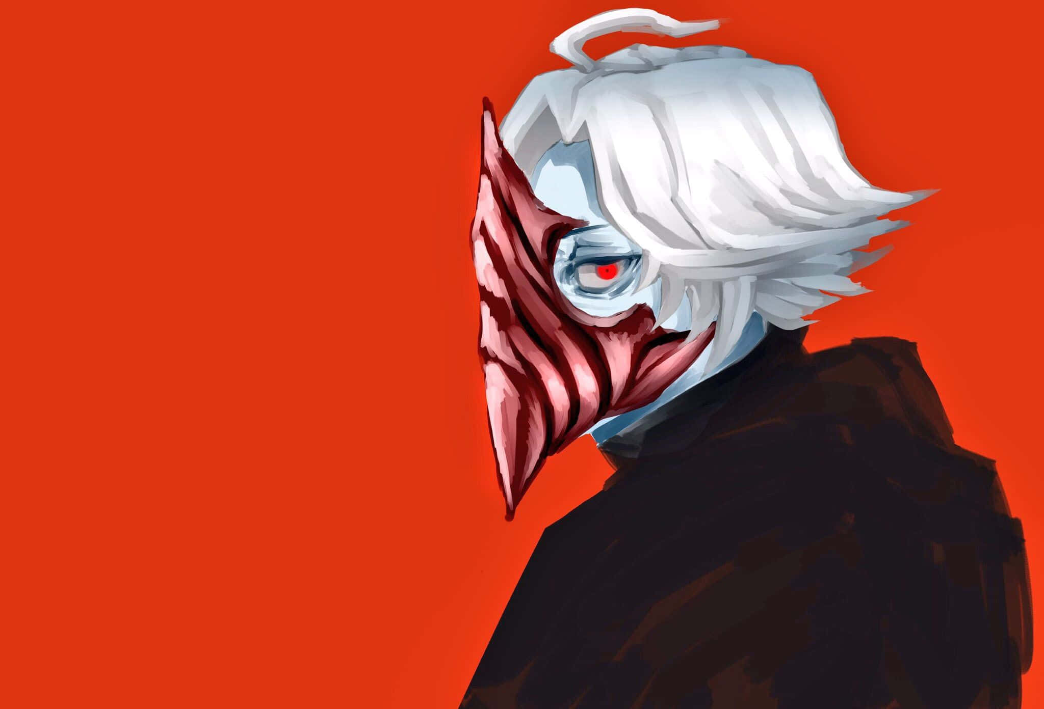 Seidou Takizawa, white hair, red mask, Full HD Desktop Wallpaper