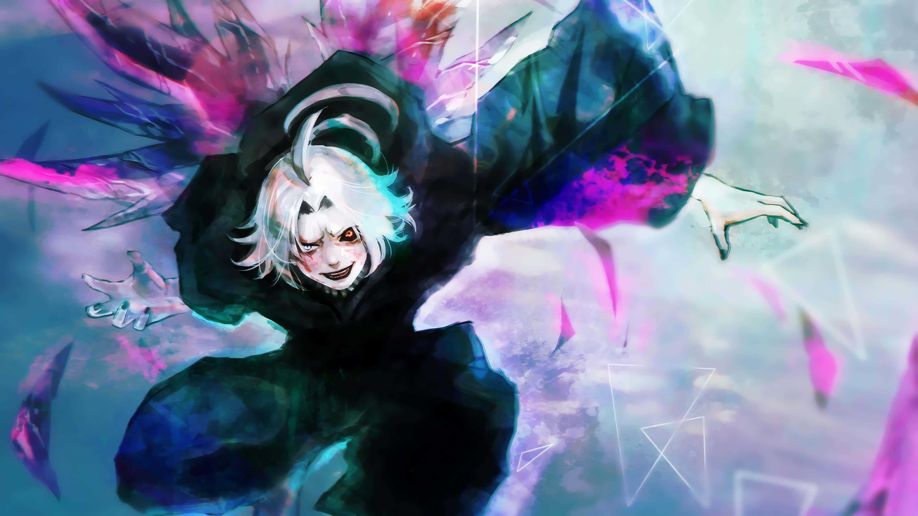 Seidou Takizawa, white hair, glowing eyes, 4K Desktop Wallpaper