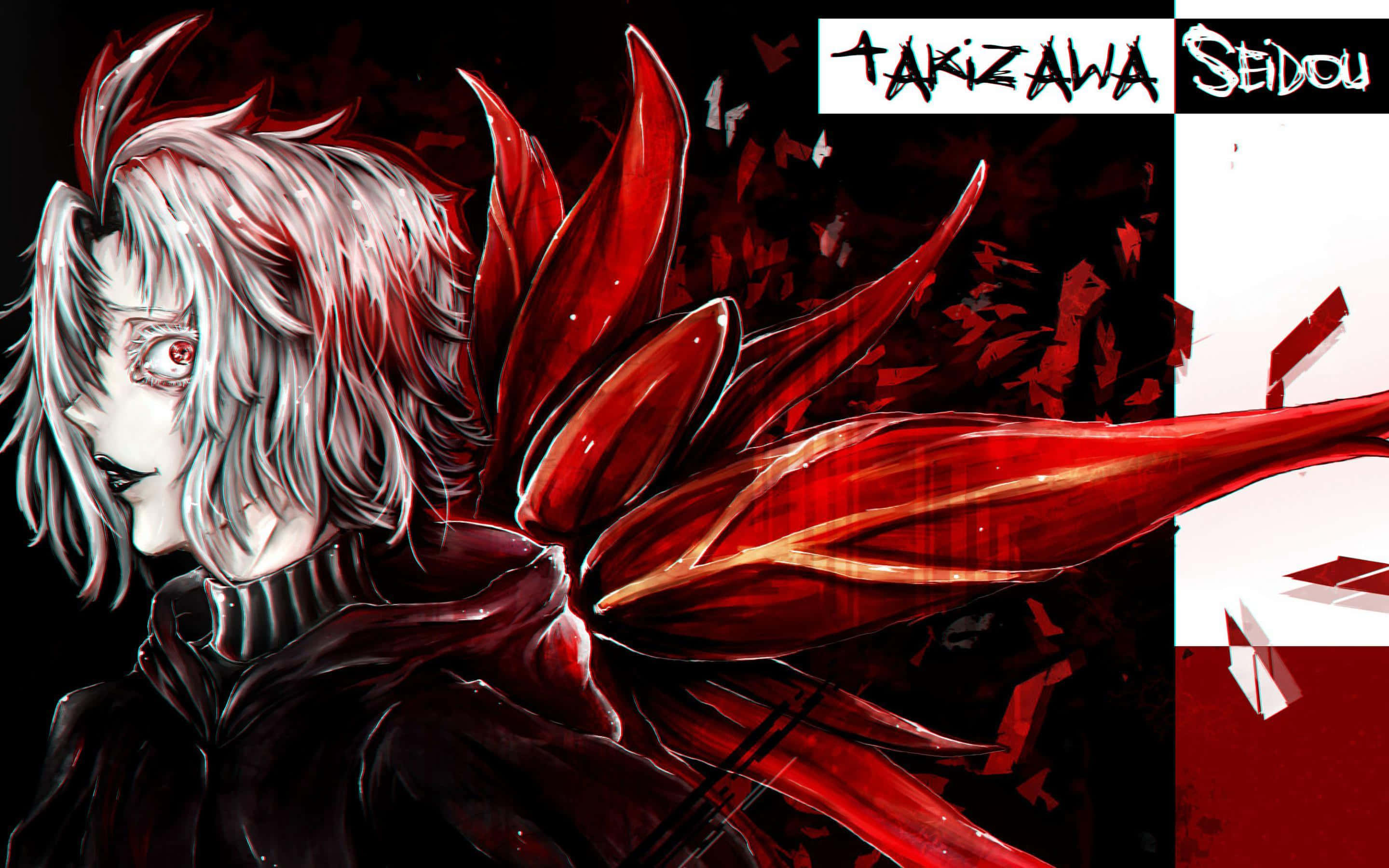Seidou Takizawa, white hair, red eyes, 2K Desktop Wallpaper