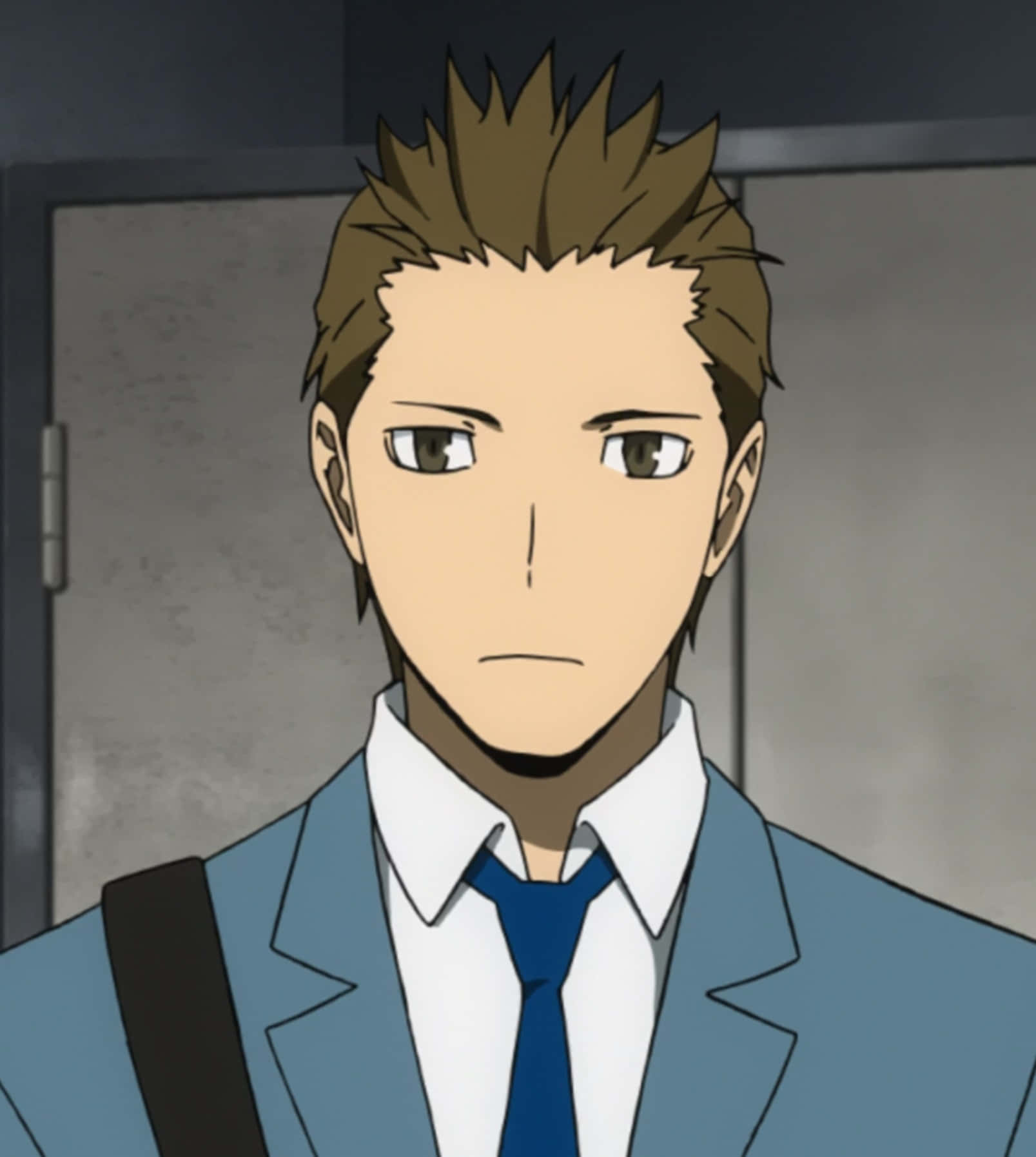 Seiji Yagiri, spiky brown hair, blue suit, HD Phone Wallpaper