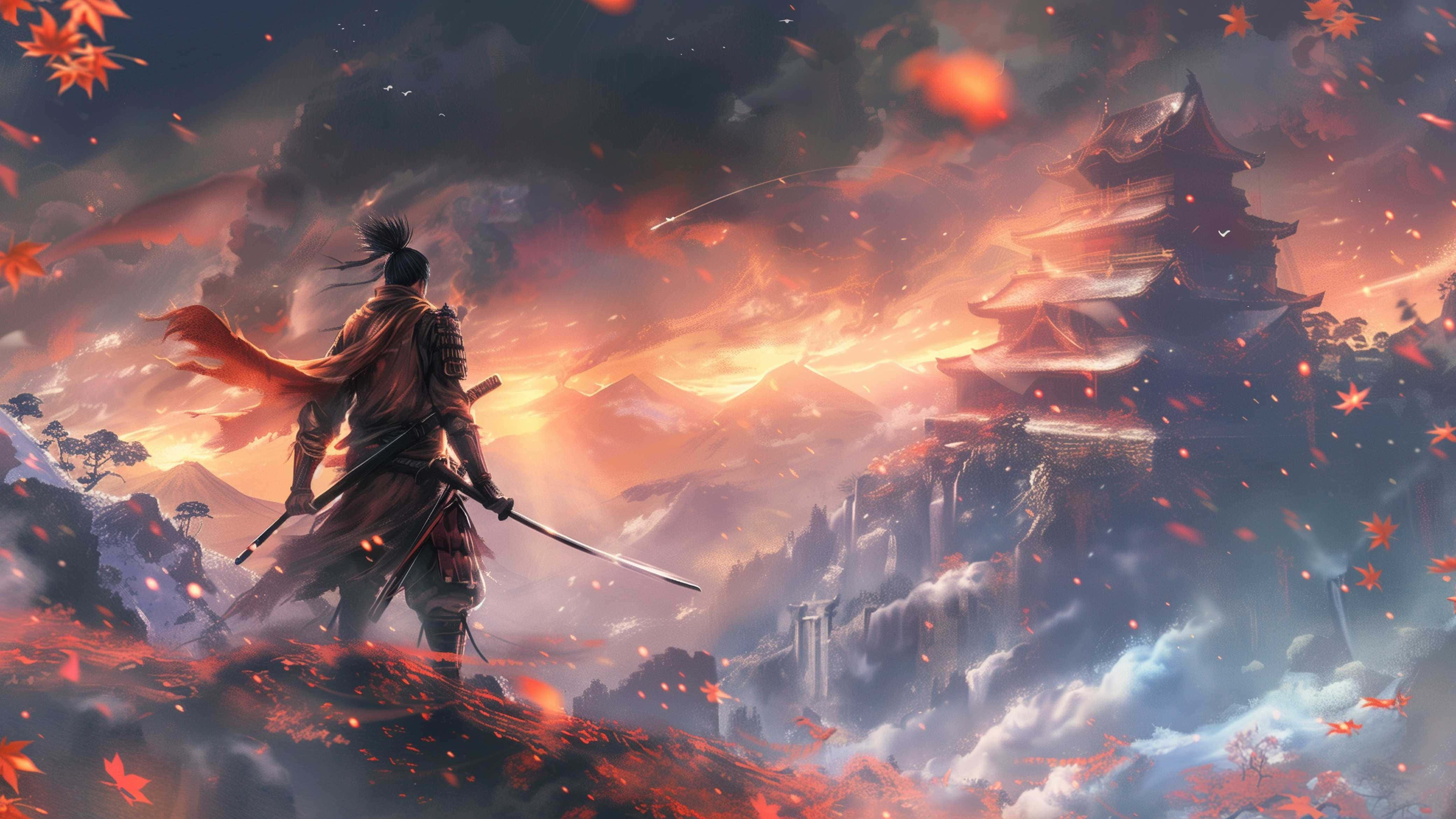 Sekiro, warrior, sunset, 4K Desktop Wallpaper