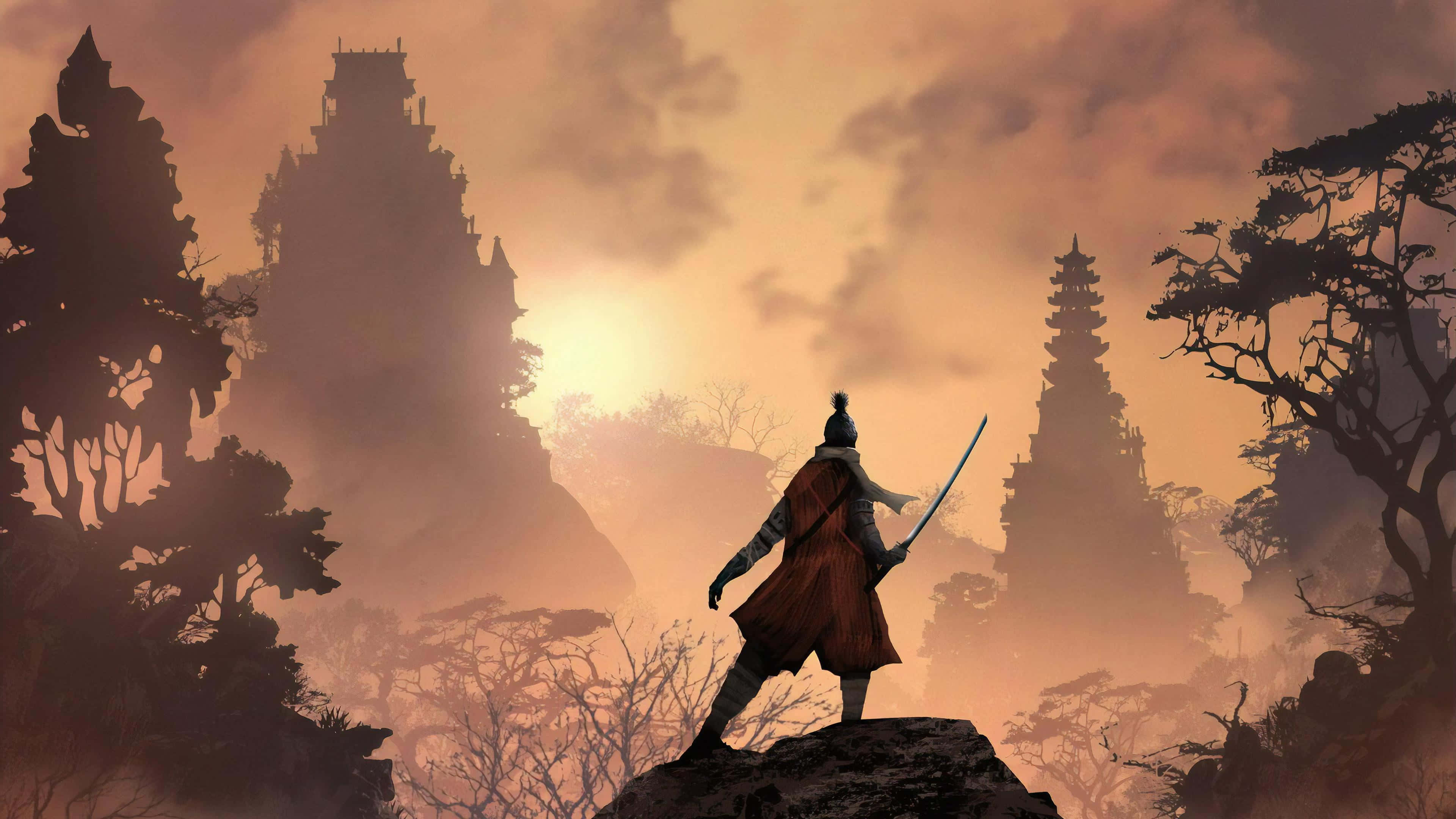 Sekiro, warrior, sunset, 4K Desktop Wallpaper