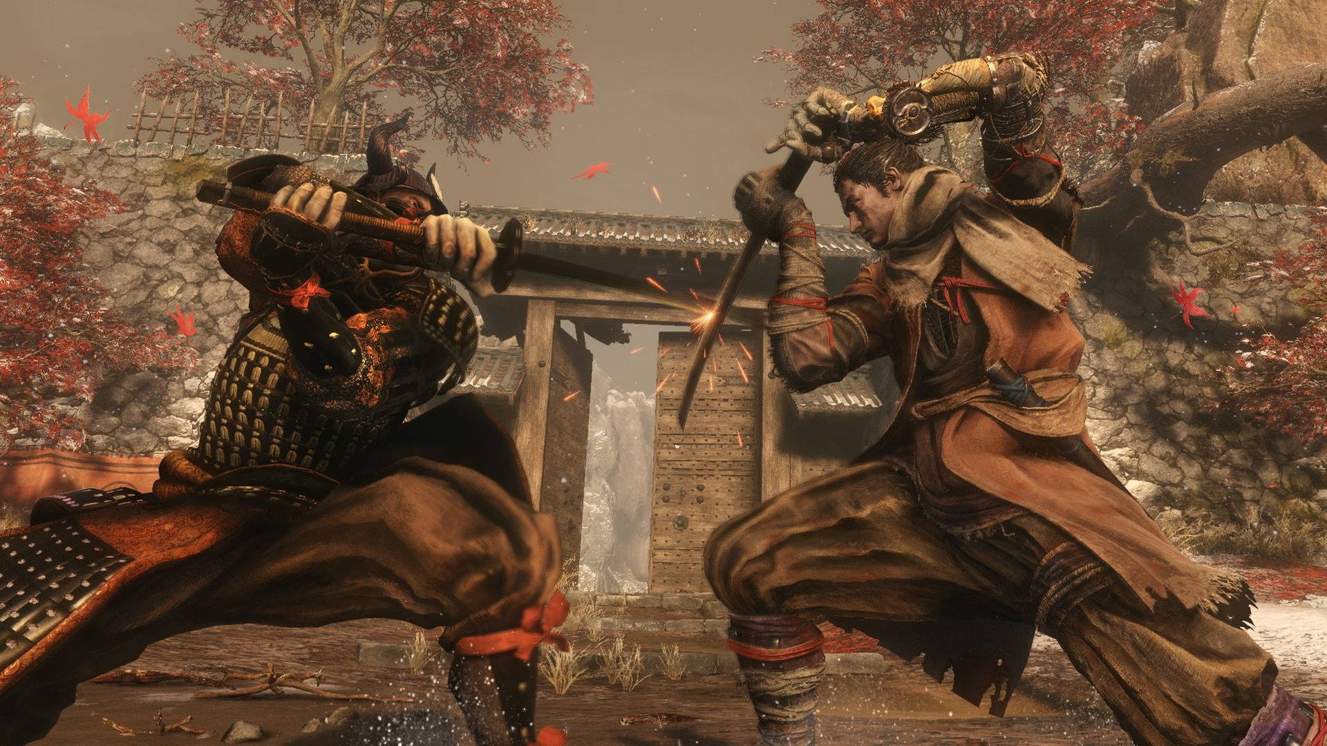 Sekiro Shadows Die Twice, ninja, snowy courtyard, Full HD Desktop Wallpaper