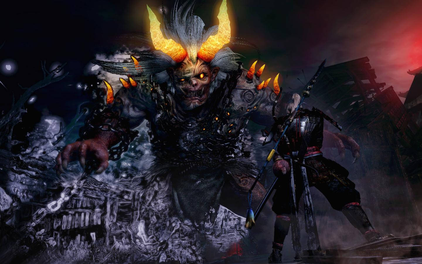 Sekiro Shadows Die Twice, demonic samurai, glowing horns, HD Desktop Wallpaper