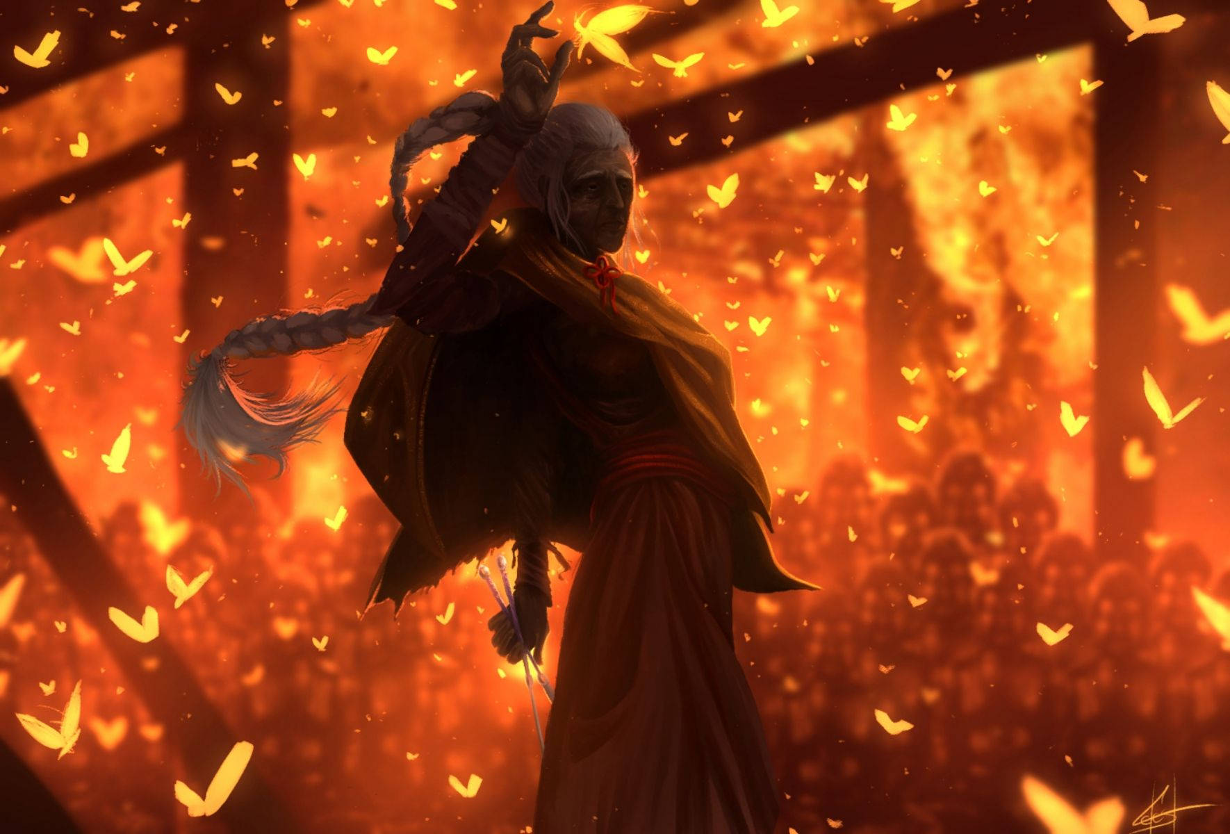 Sekiro Shadows Die Twice, cloaked figure, braided hair, HD Desktop Wallpaper