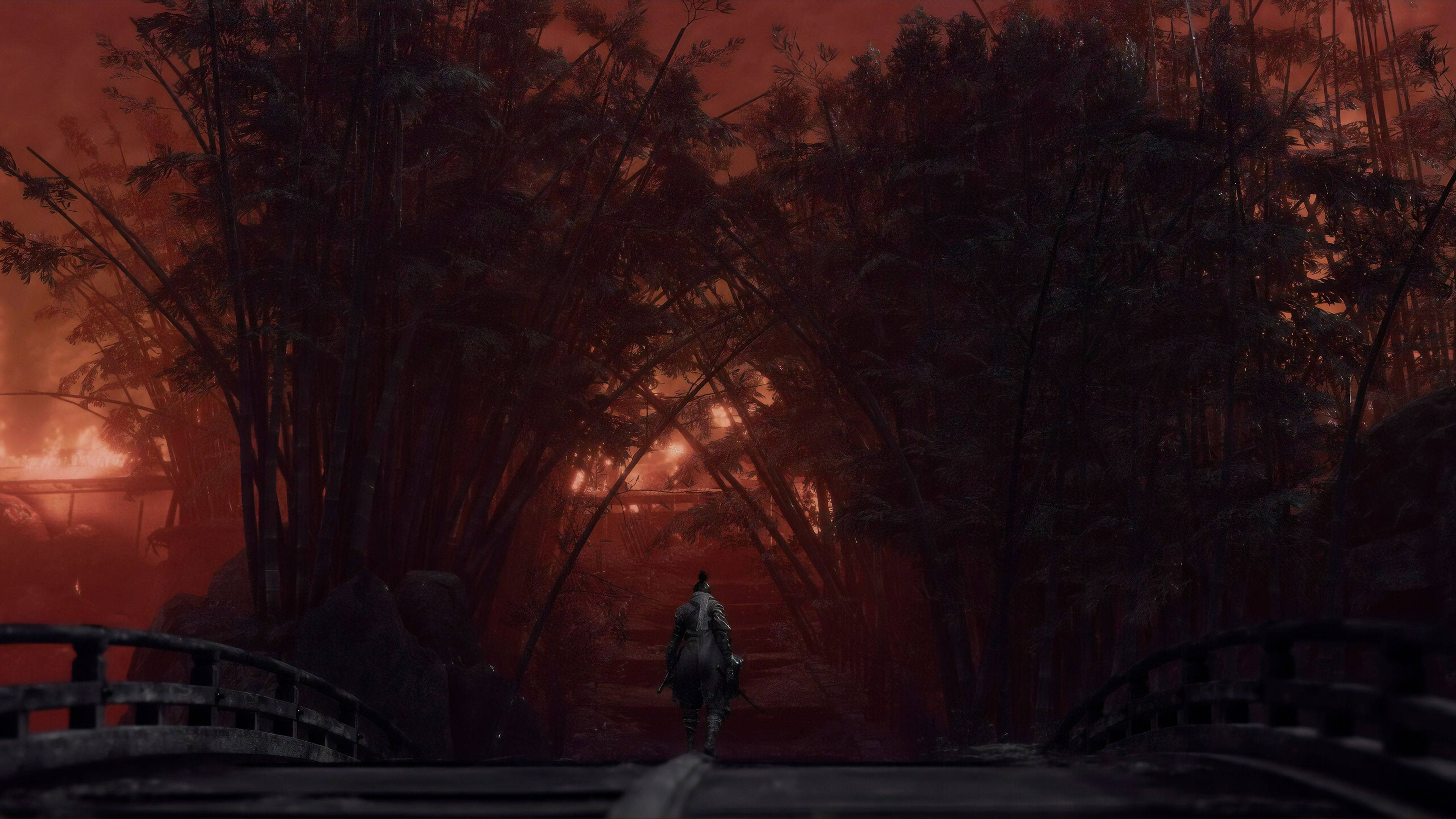 Sekiro Shadows Die Twice, stone bridge, bamboo forest, 4K Desktop Wallpaper