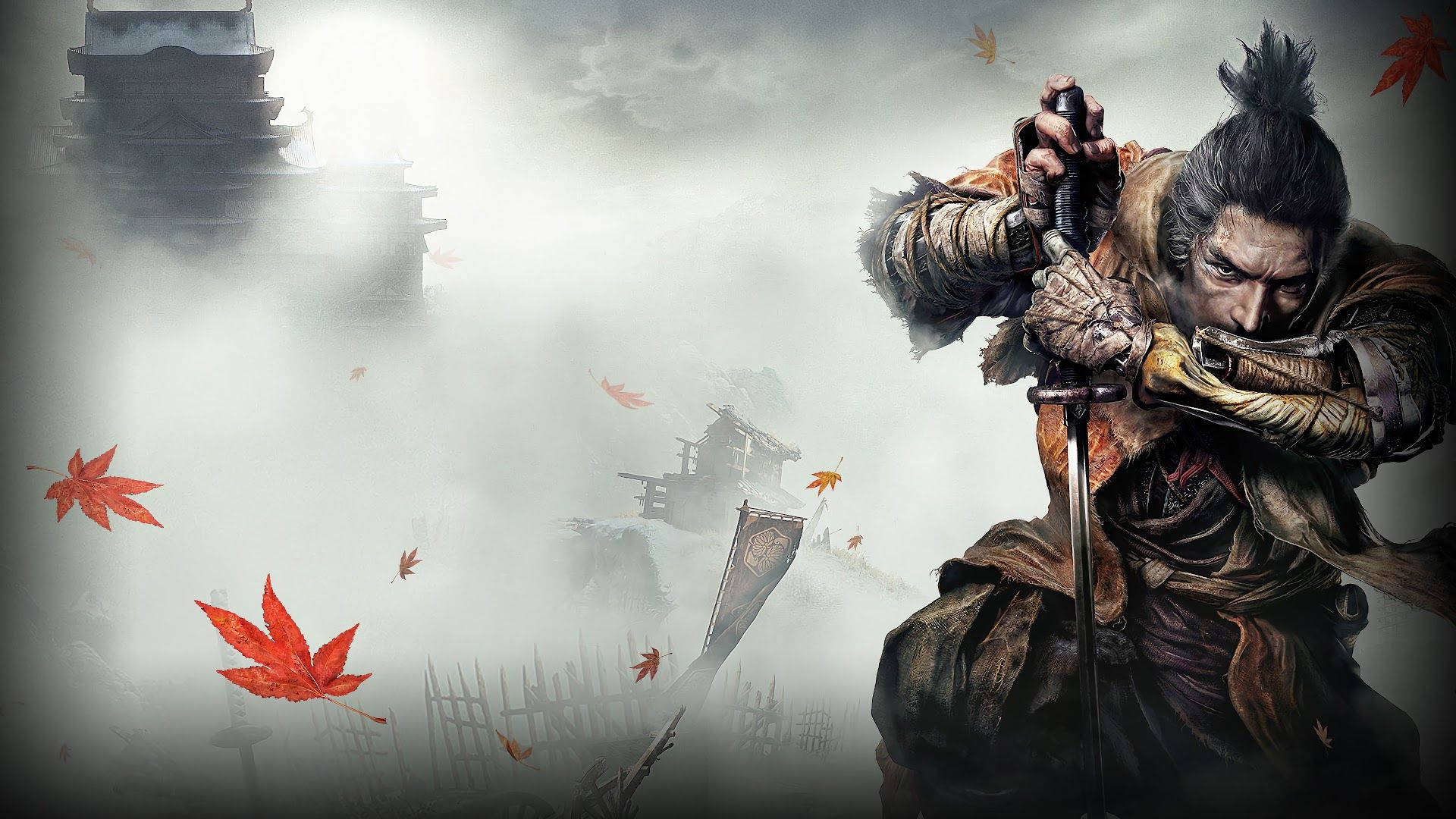 Sekiro Shadows Die Twice, foggy castle, samurai warrior, Full HD Desktop Wallpaper