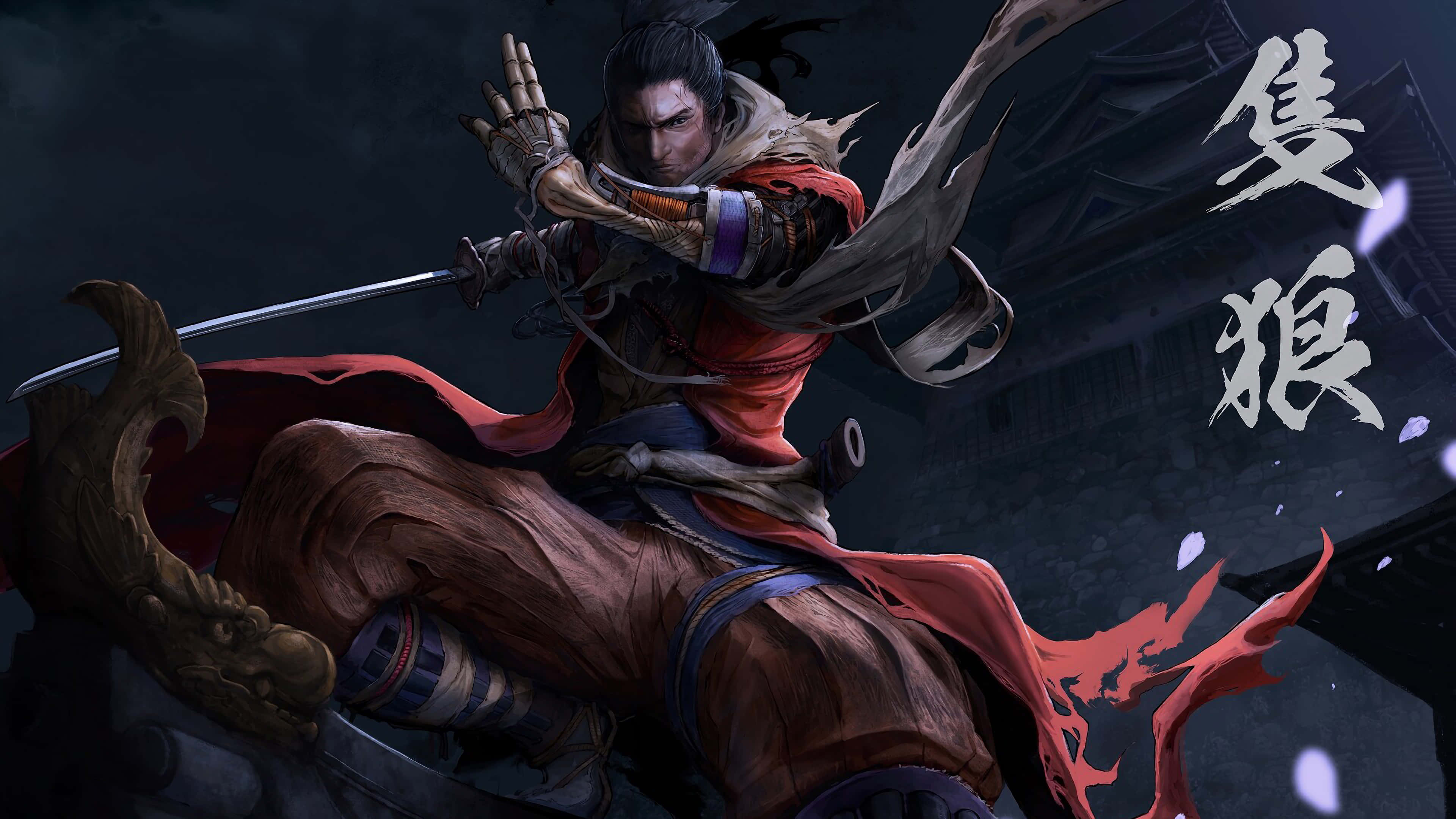 Sekiro Shadows Die Twice, samurai warrior, red and brown armor, 4K Desktop Wallpaper