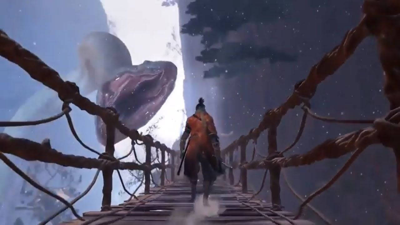 Sekiro Shadows Die Twice, rope bridge, colossal glowing mouth, HD Desktop Wallpaper