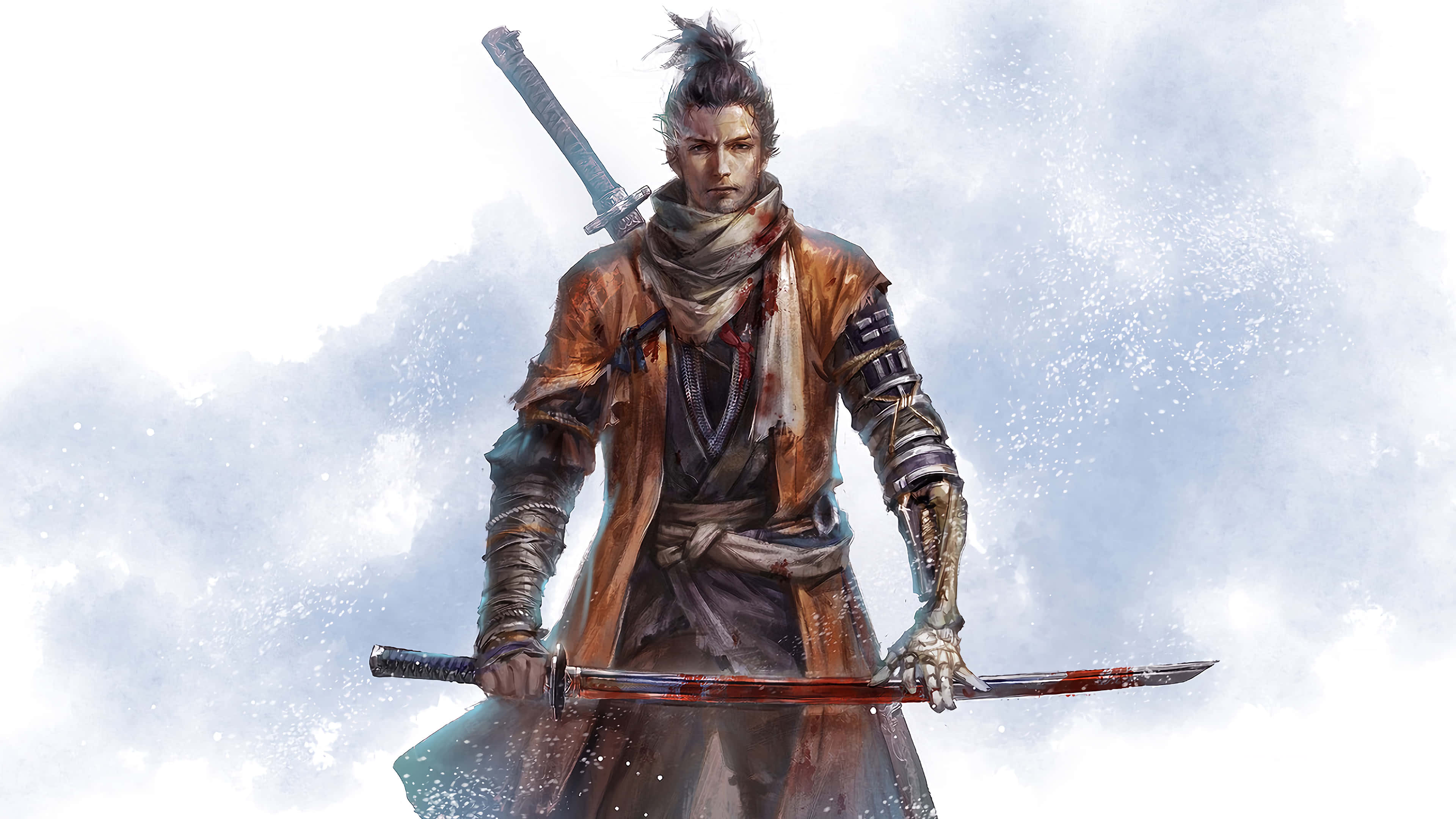 Sekiro Shadows Die Twice, samurai warrior, bloodied sword, 4K Desktop Wallpaper