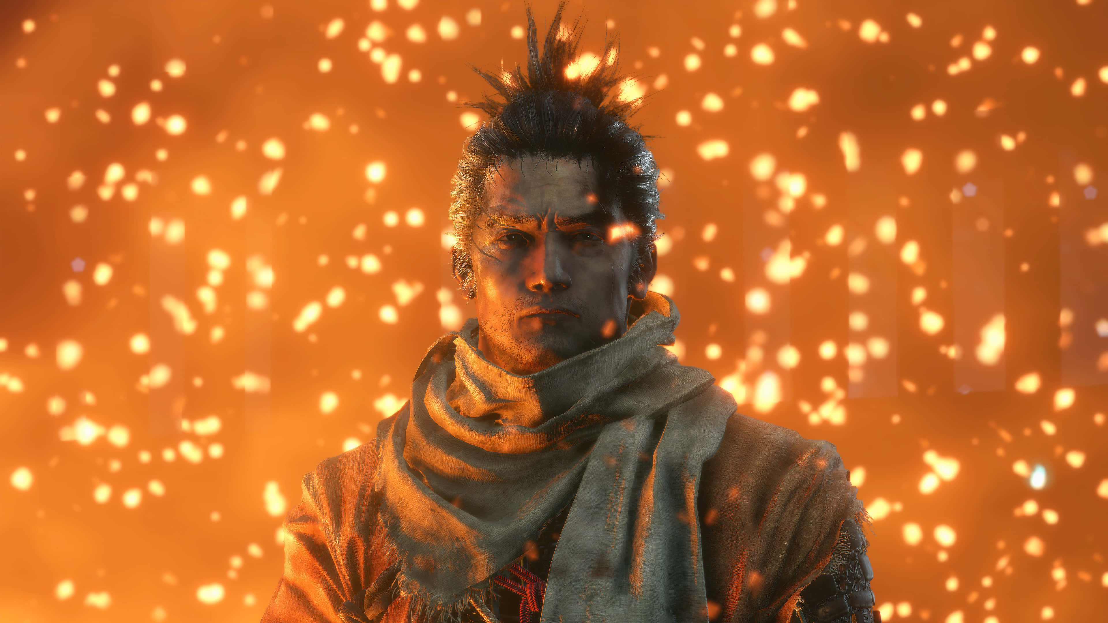 Sekiro Shadows Die Twice, spiky hair, scarf, 4K Desktop Wallpaper