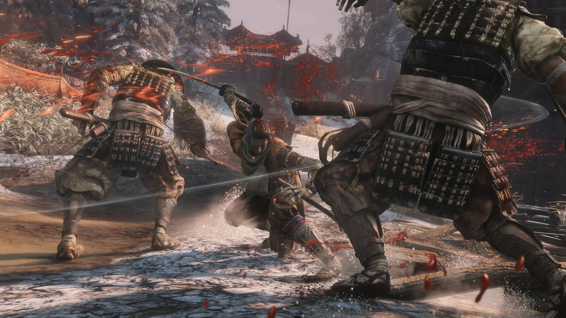 Sekiro Shadows Die Twice, samurai warriors, snowy battlefield, Full HD Desktop Wallpaper