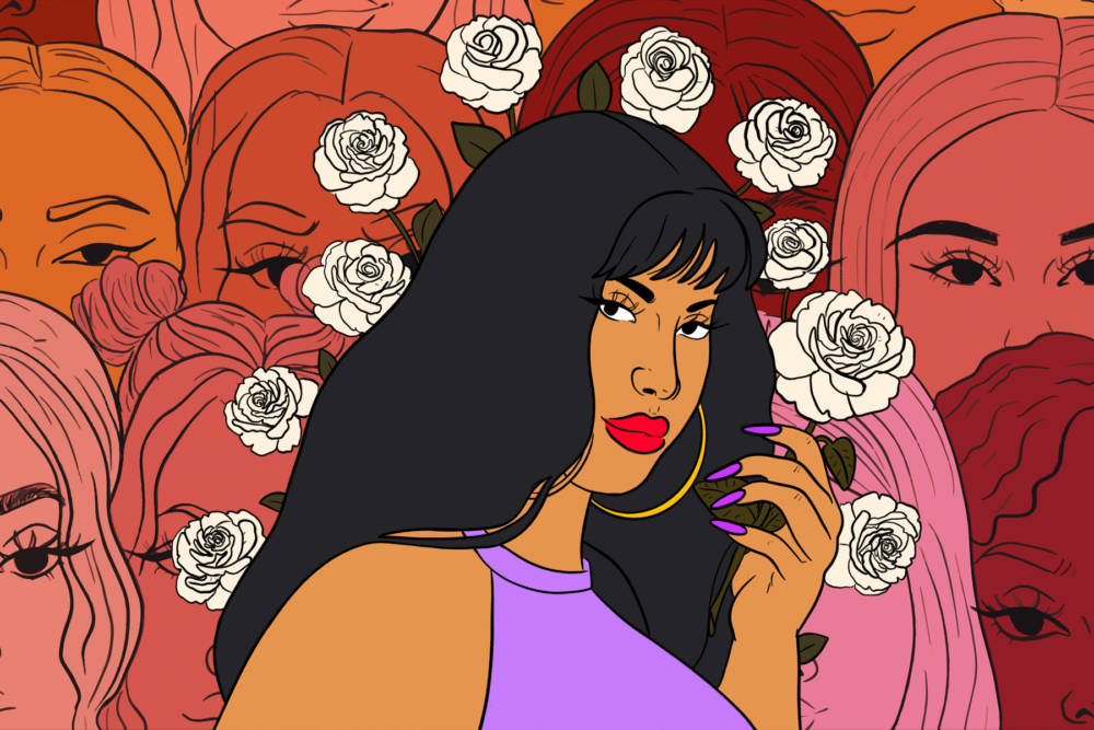 Selena Quintanilla, black hair, red lips, SD Desktop Wallpaper