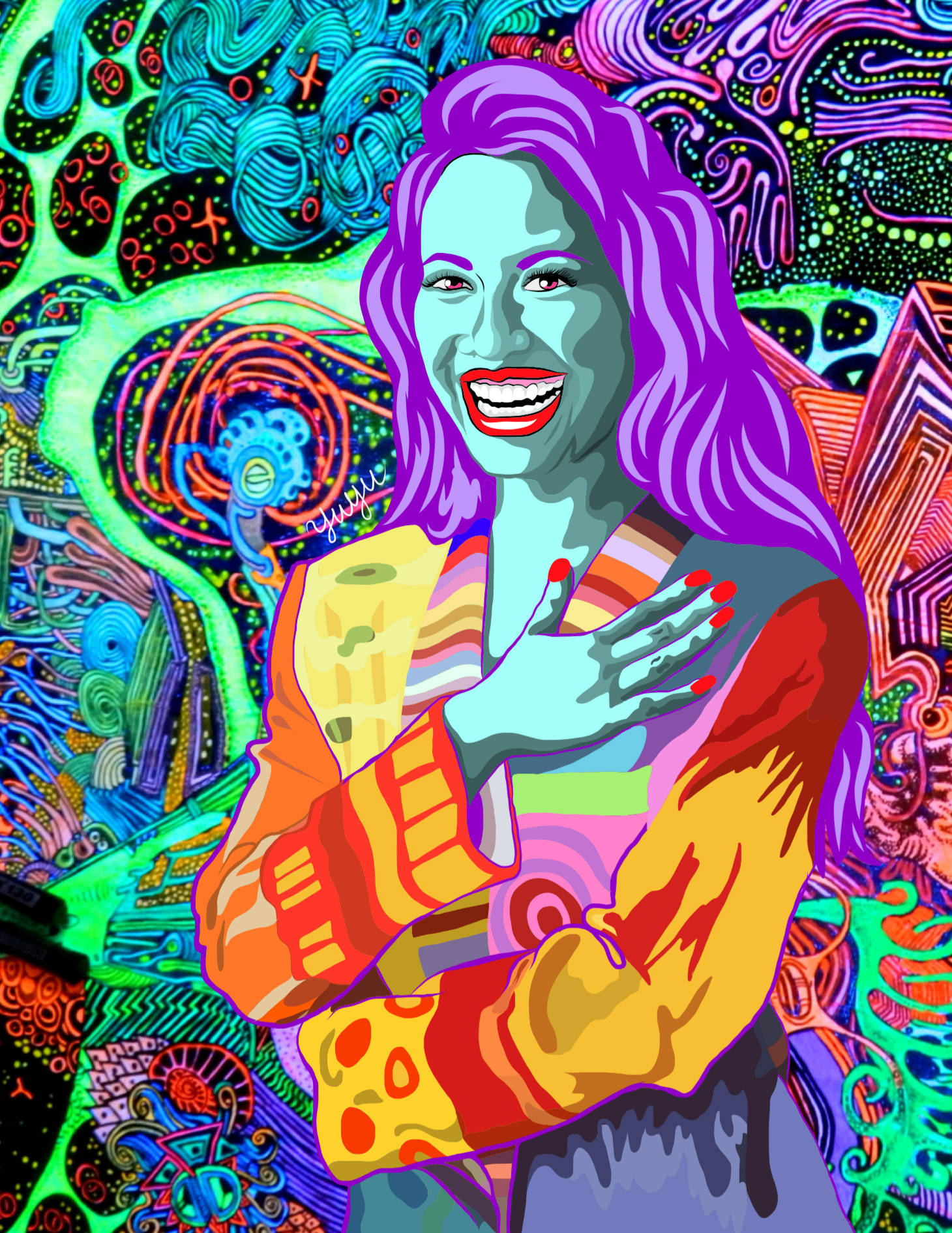Selena Quintanilla, modern pop art, purple hair, HD Phone Wallpaper