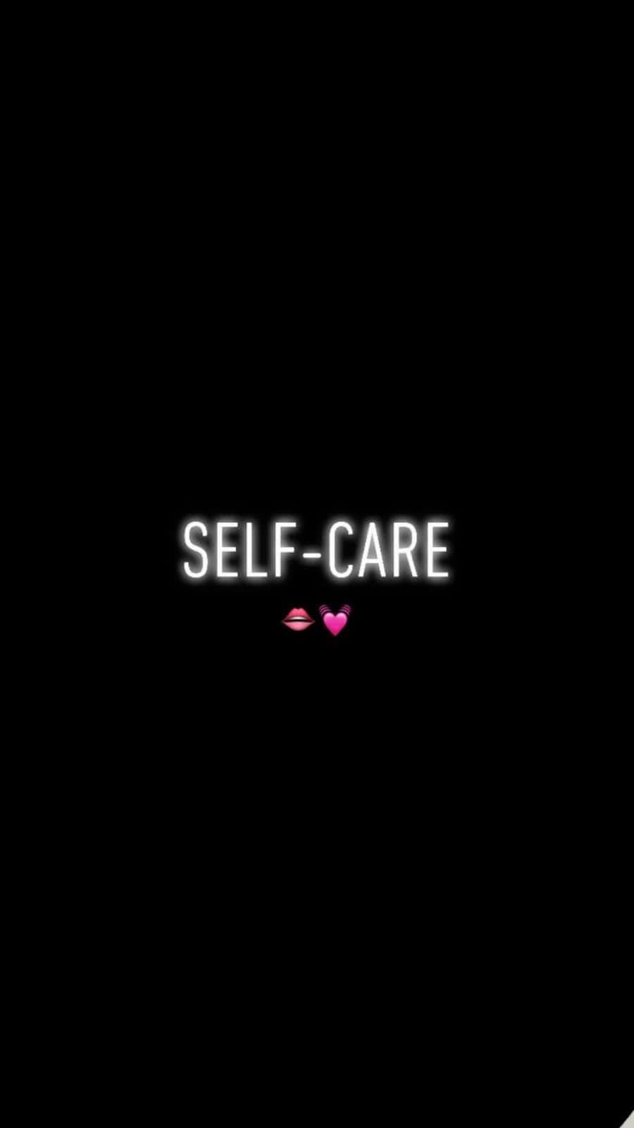 SELF-CARE, black background, pink lips, HD Phone Wallpaper