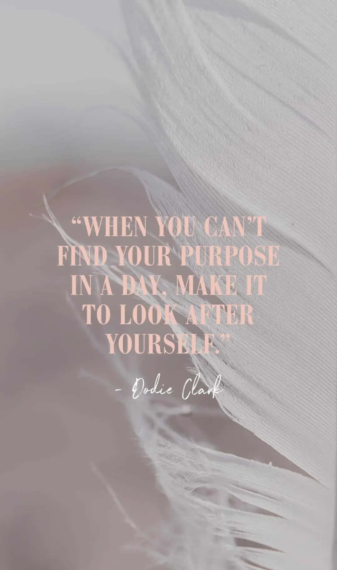 self care, soft white feather, gentle pink quote overlay, HD Phone Wallpaper