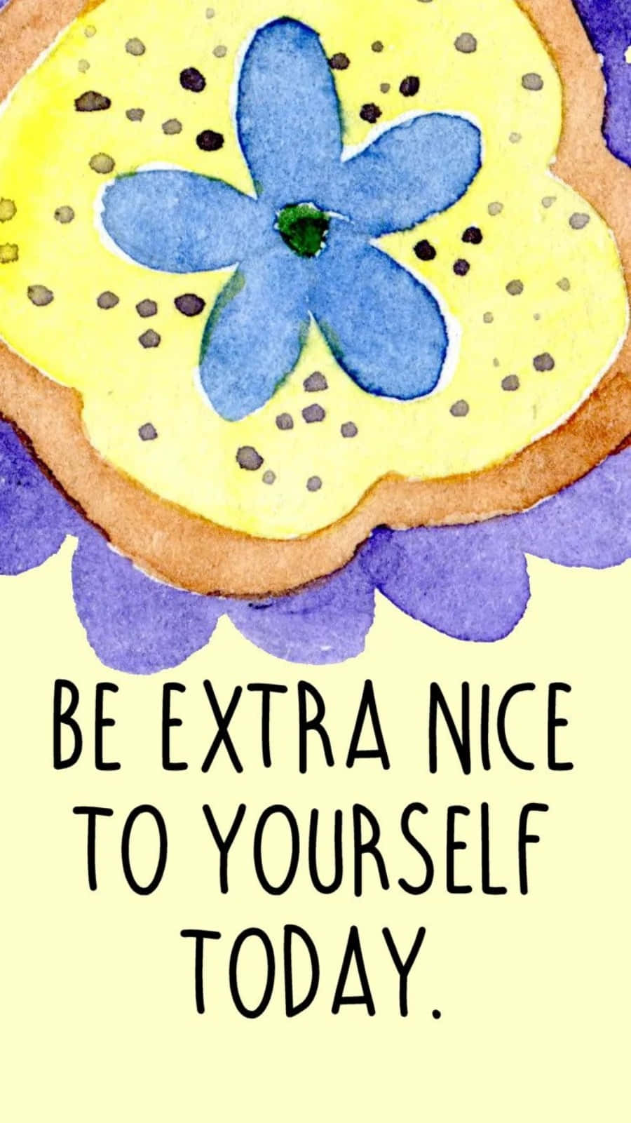 blue flower, yellow background, watercolor illustration, HD Phone Wallpaper