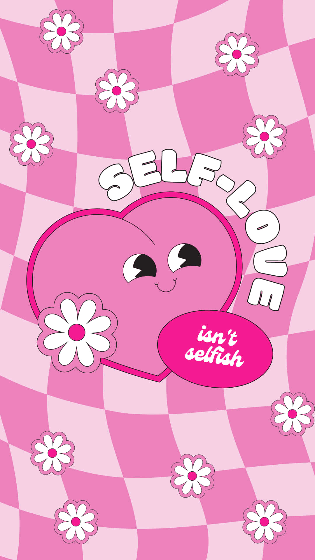Cute Selfish Phone, pink heart, speech bubble saying isn't selfish, Full HD Phone Wallpaper